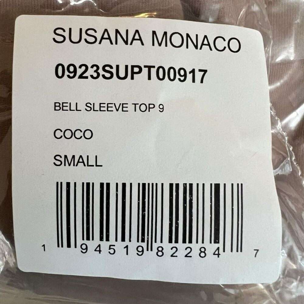NEW Susana Monaco Bell Sleeve Square Neck Top Hunter Coco S - Picture 5 of 6